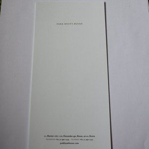 Park Hyatt Busan Luxury Hotel Notepad Note Pad Stationary 7" x 4" 10 Loose Sheet